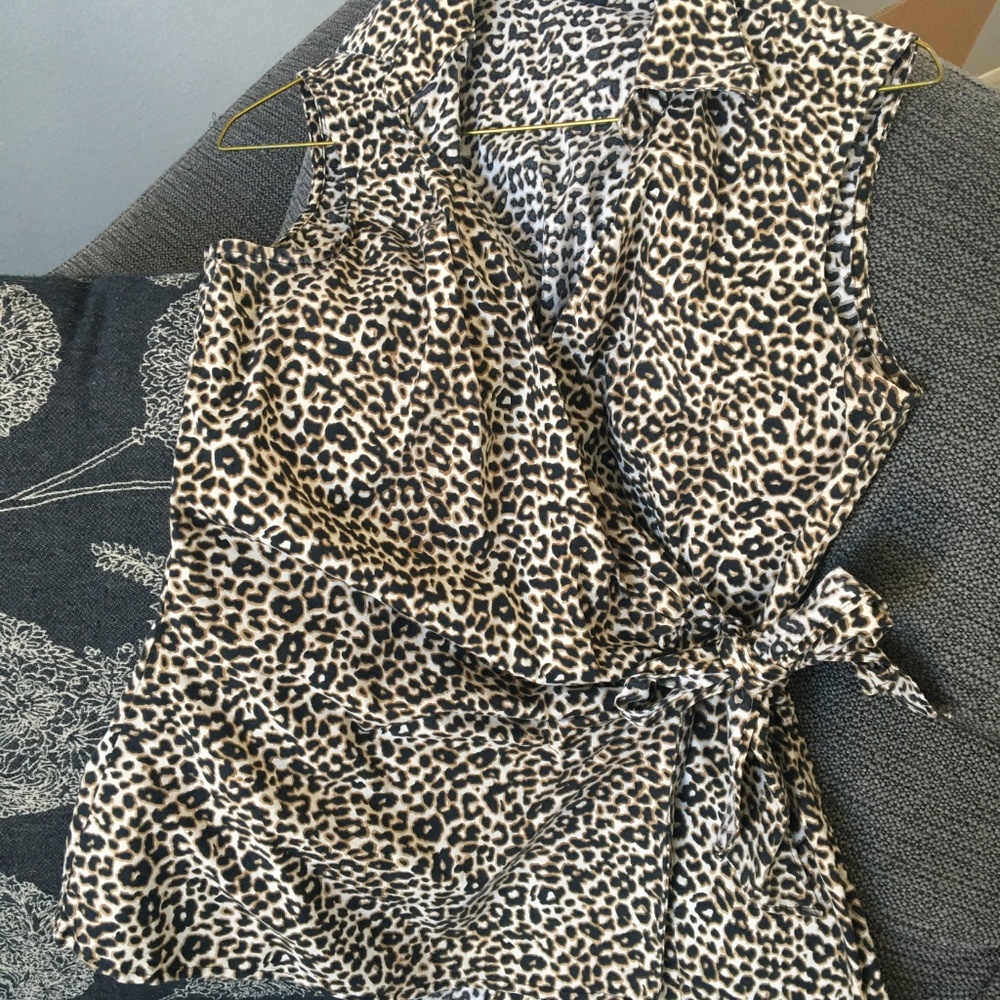 Express Leopard Wrap Top - Medium